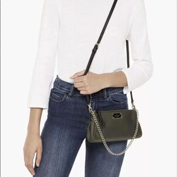 ⭐️HPx2⭐️EUC KATE SPADE Hunter Green Small 2-Way Crossbody Handbag w/ Gold Chain - Picture 2 of 13